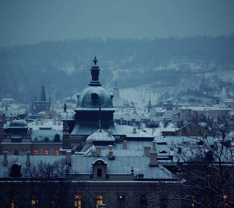 Обои зима, синий, город, winter, blue, the city разрешение 1920x1200 Загрузить