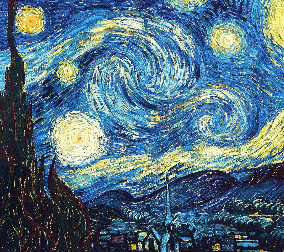 Обои картина, звездная ночь, ван гога, picture, starry night, van gogh разрешение 2560x1600 Загрузить