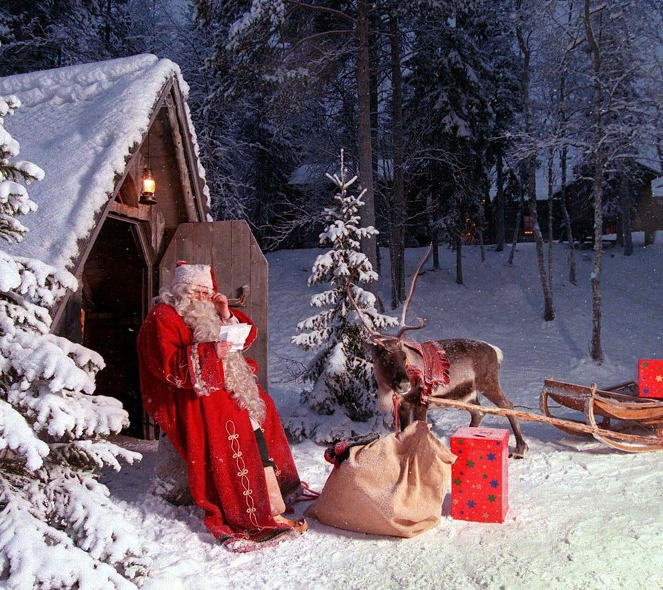 Обои новый год, олень, зима, рождество, санта клаус, new year, deer, winter, christmas, santa claus разрешение 1920x1200 Загрузить