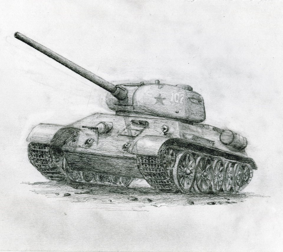 Обои советский танк, карандашный рисунок, т-34, soviet tank, pencil drawing, t-34 разрешение 2457x1727 Загрузить