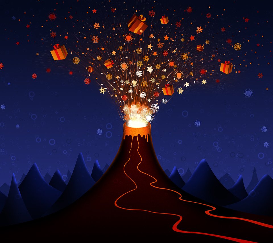 Обои подарки, вулкан, взрыв, gifts, the volcano, the explosion разрешение 2560x1600 Загрузить