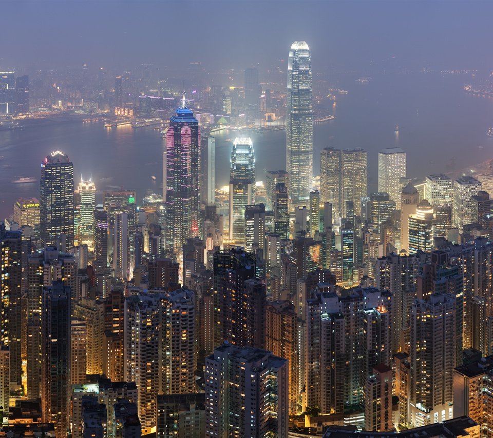 Обои пейзаж, небоскребы, гонконг, landscape, skyscrapers, hong kong разрешение 4250x1844 Загрузить