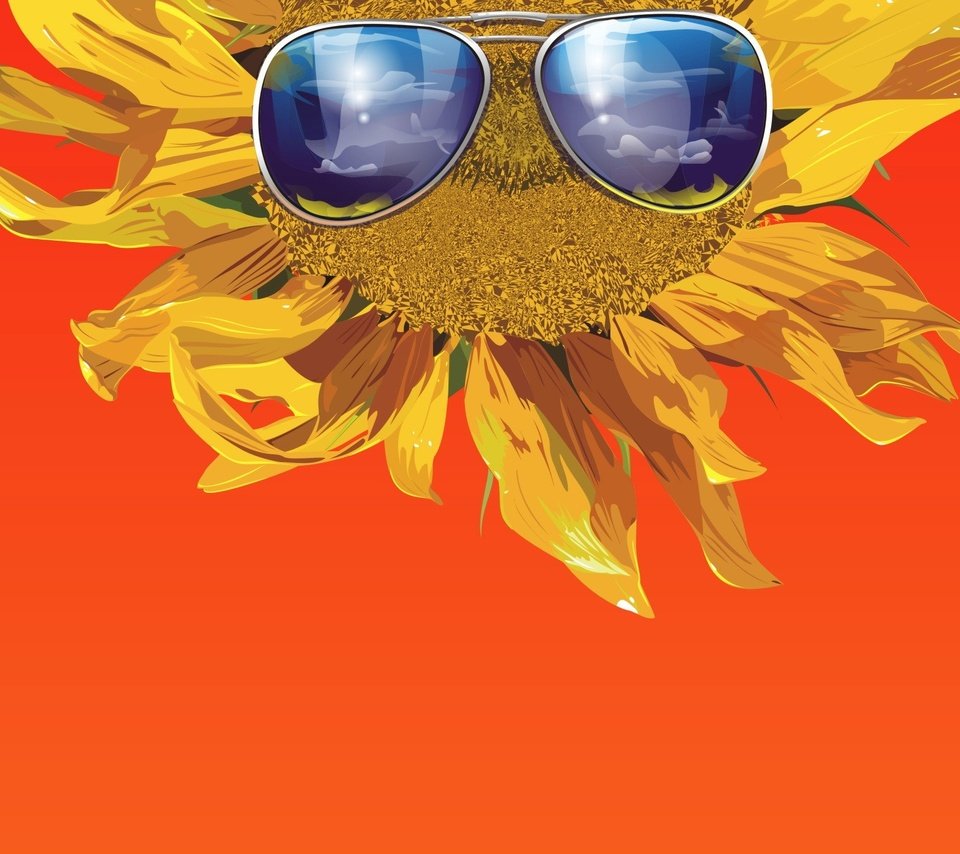 Обои вектор, очки, подсолнух, оранжевый, vector, glasses, sunflower, orange разрешение 1920x1440 Загрузить