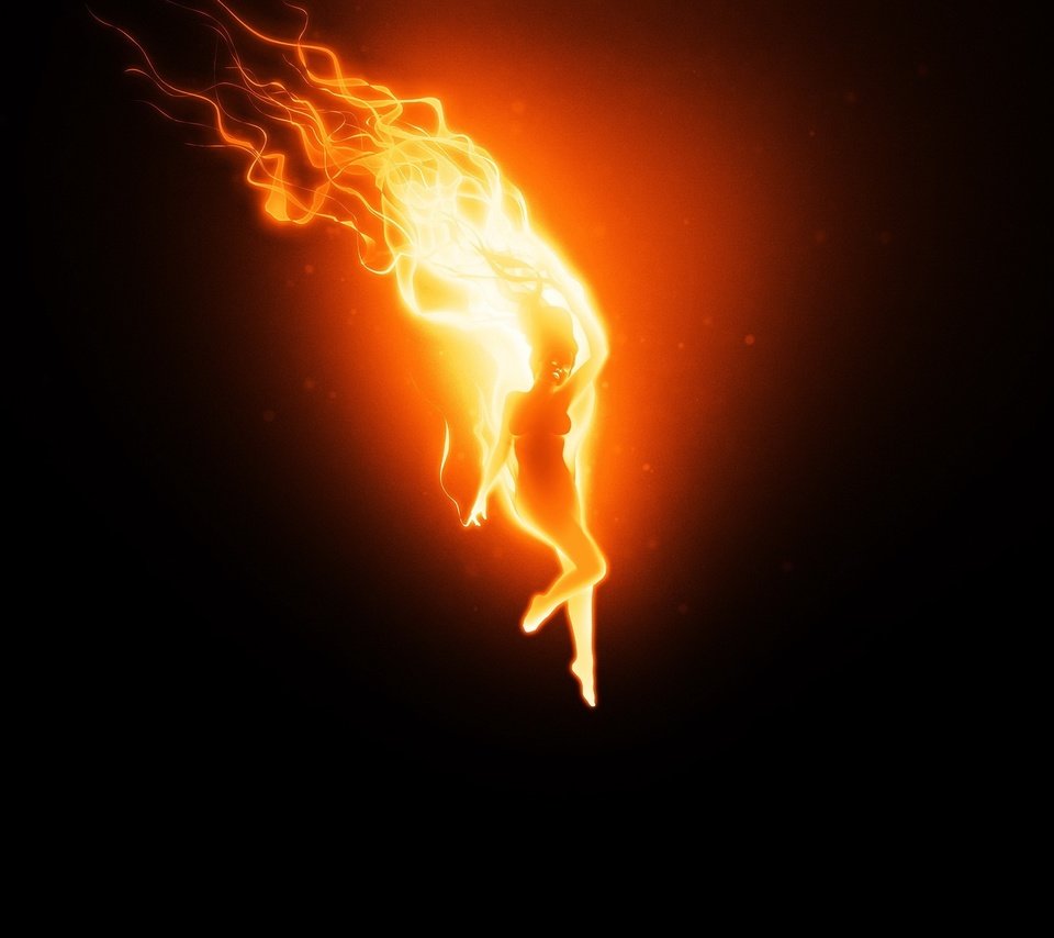 Обои девушка, огонь, черный, girl, fire, black разрешение 2560x1600 Загрузить