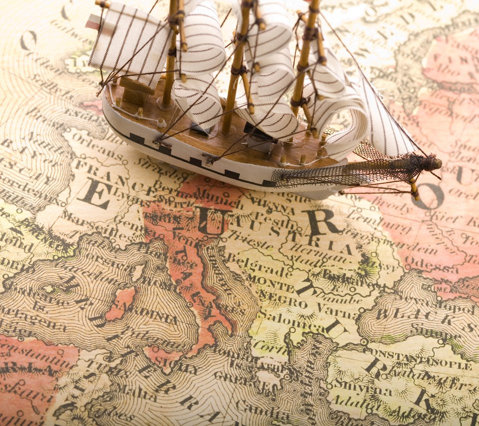 Обои корабль, карта, европа, морская тема, europa, ship, map, europe, the nautical theme разрешение 2399x1600 Загрузить