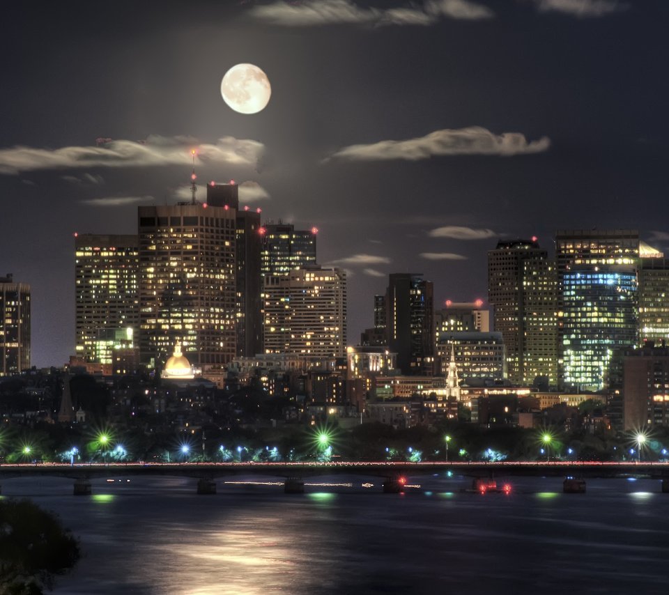 Обои ночь, луна, здания, moon, бостон, night, the moon, building, boston разрешение 4136x2758 Загрузить