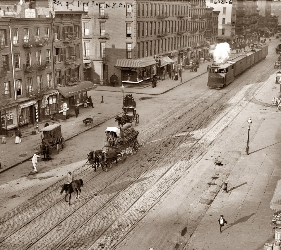 Обои чёрно-белое, улочка, улица, трамвай, повозка, старый город, black and white, street, tram, wagon, old town разрешение 5341x3705 Загрузить