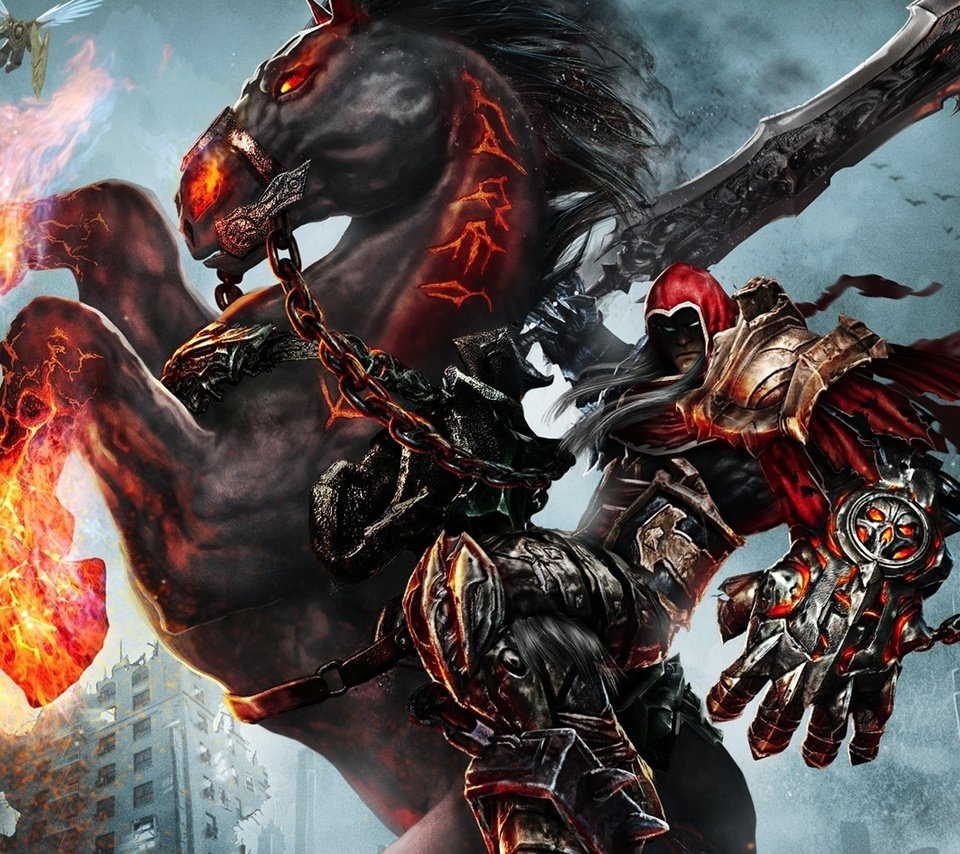 Обои меч, всадник, смерть, darksiders wrath of war, sword, rider, death разрешение 1920x1200 Загрузить