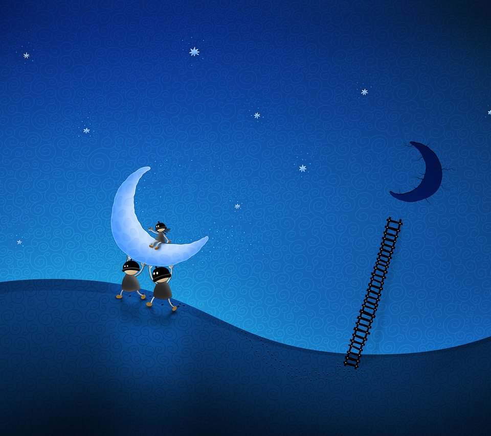 Обои рисунок, лестница, луна, воры, figure, ladder, the moon, thieves разрешение 2560x1600 Загрузить