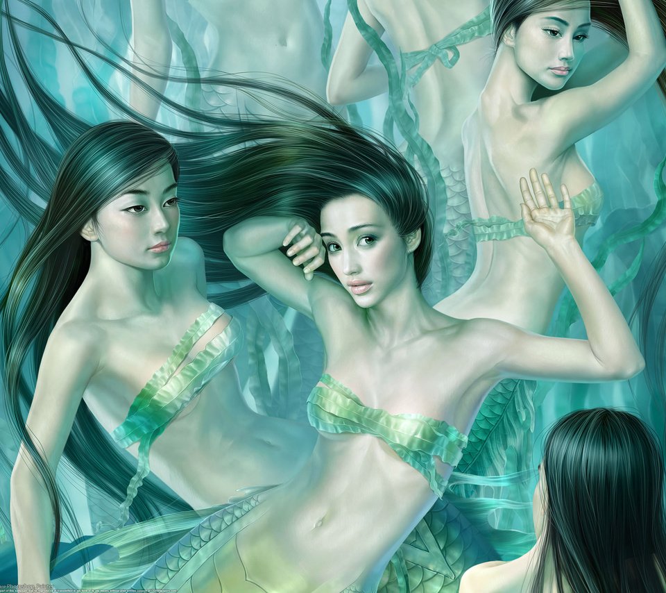 Обои вода, девушки, водоросли, tang yuehu, русалки, tang yuehui - mermaid, water, girls, algae, mermaid разрешение 2560x1600 Загрузить
