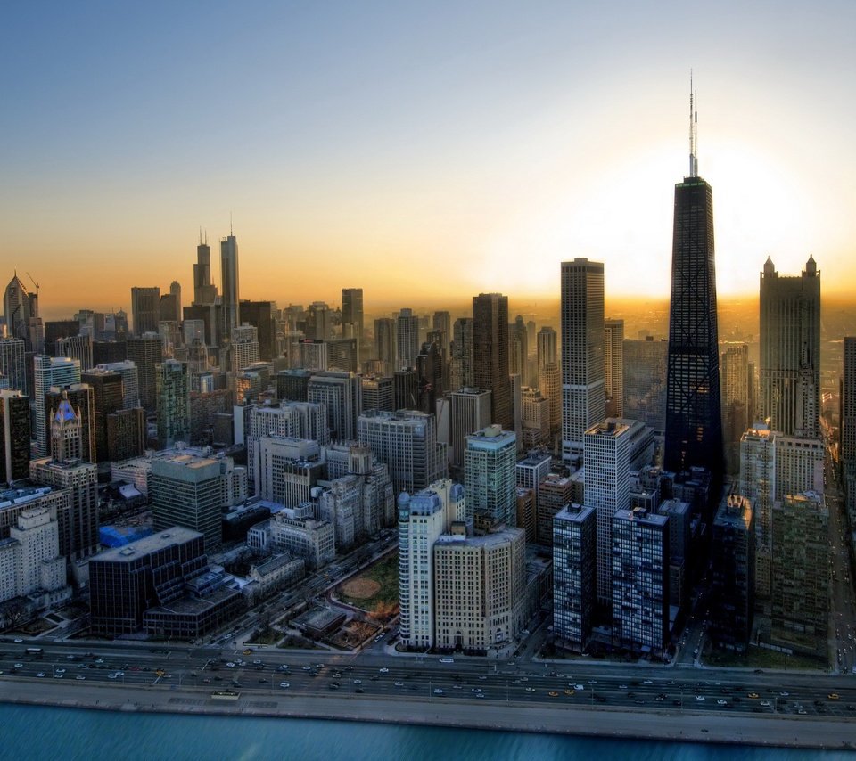 Обои восход, небоскребы, здания, чикаго, sunrise, skyscrapers, building, chicago разрешение 2560x1600 Загрузить