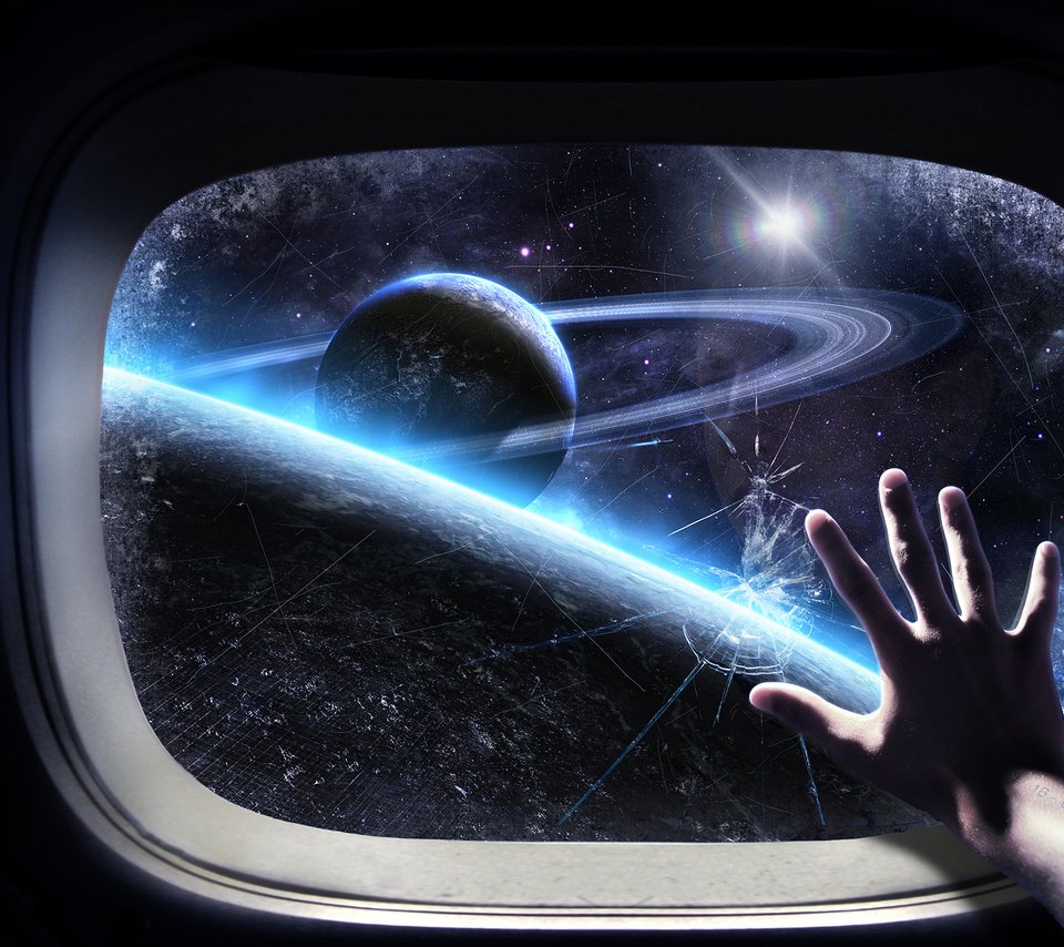 Обои космос, рука, иллюминатор, space, hand, the window разрешение 1920x1200 Загрузить