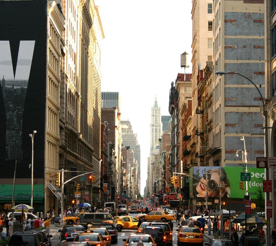 Обои город, небоскребы, мегаполис, улица, сша, нью-йорк, здания, такси, the city, skyscrapers, megapolis, street, usa, new york, building, taxi разрешение 2560x1600 Загрузить