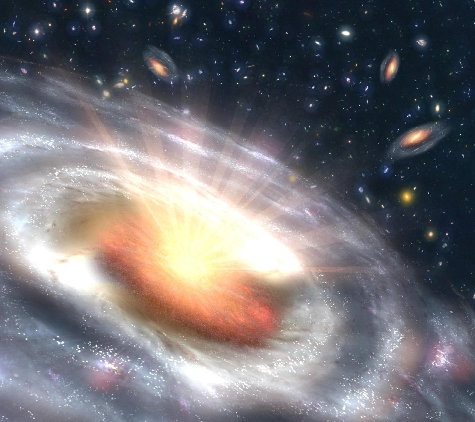Обои галактика, взрыв, квазар, galaxy, the explosion, quasar разрешение 3000x2400 Загрузить