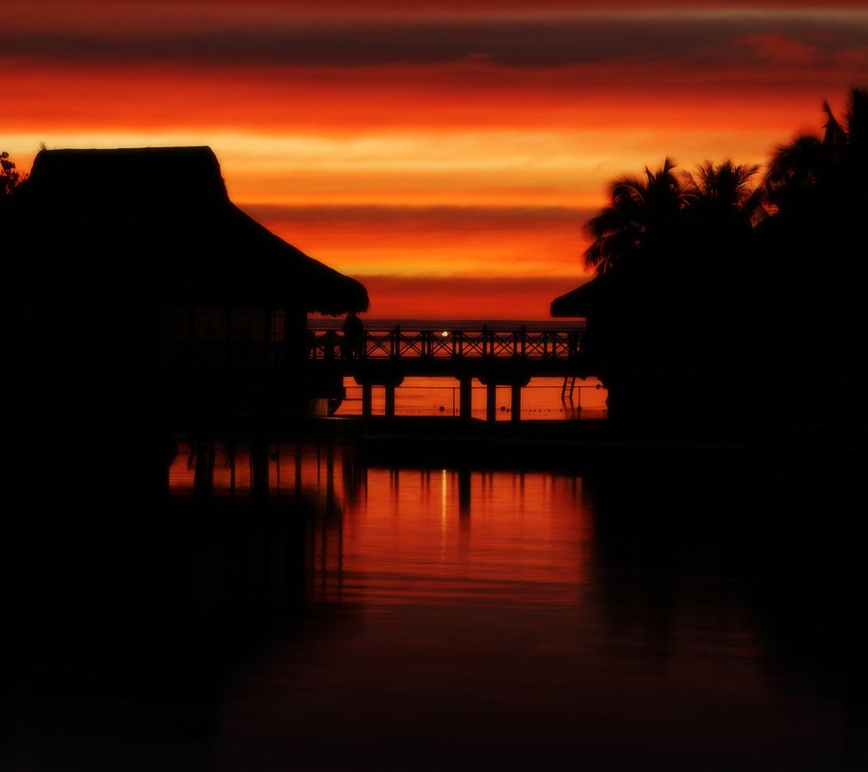 Обои закат, тропики, таити, moorea, sunset, tropics, tahiti разрешение 2560x1600 Загрузить
