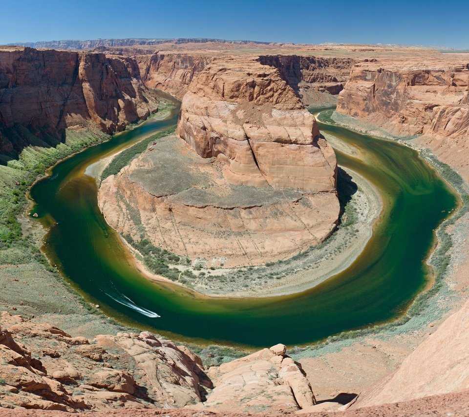 Обои река, каньон, изгиб, river, canyon, bending разрешение 5000x2462 Загрузить