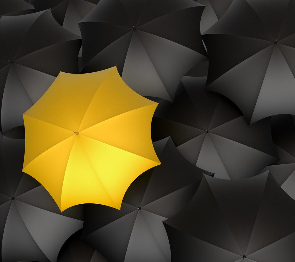 Обои желтый, черный цвет, зонты, yellow, black color, umbrellas разрешение 5200x3900 Загрузить