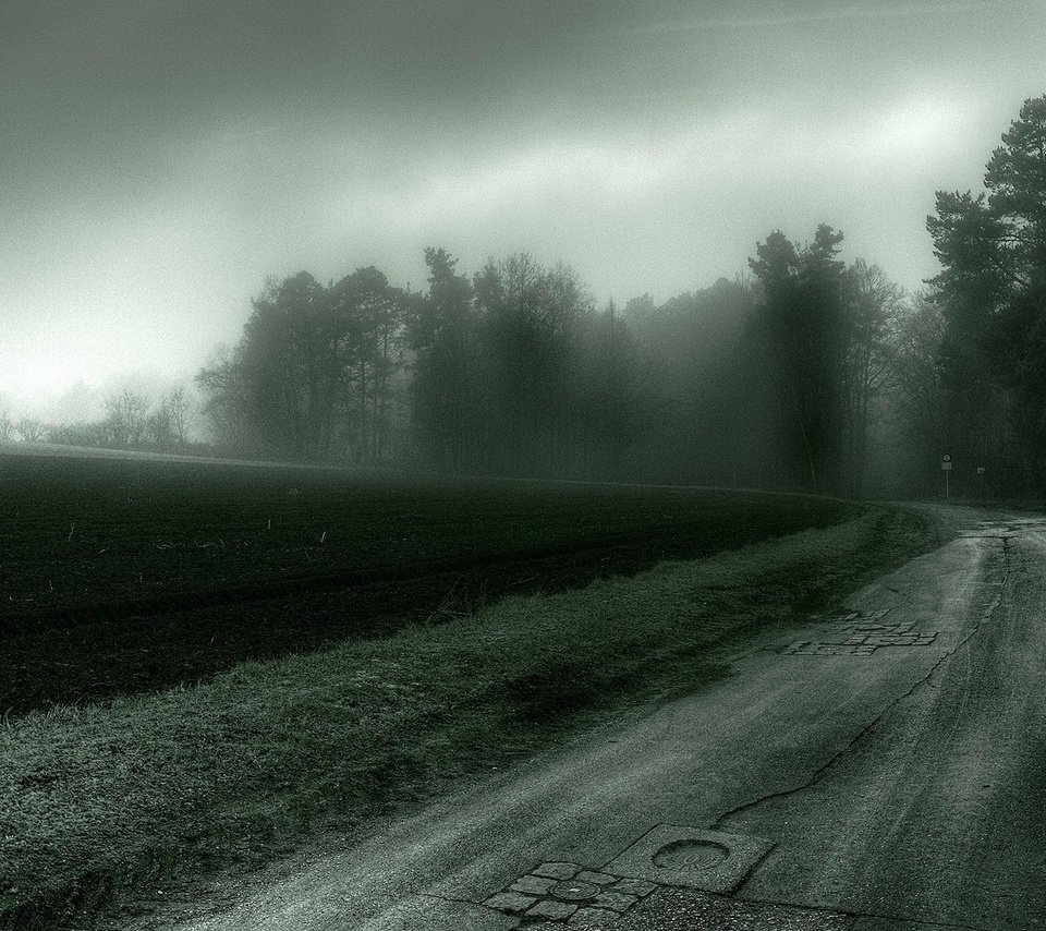 Обои дорога, деревья, мрак, поле, road, trees, the darkness, field разрешение 1920x1200 Загрузить