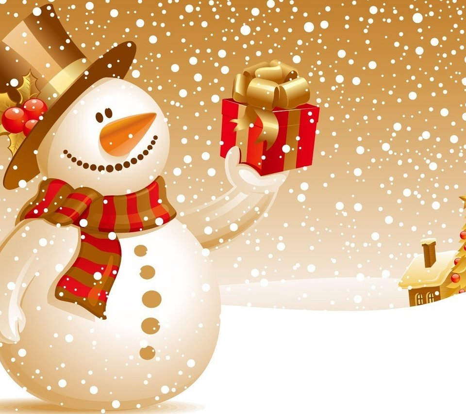 Обои снег, новый год, зима, снеговик, подарок, елочная, snow, new year, winter, snowman, gift, christmas разрешение 1920x1080 Загрузить
