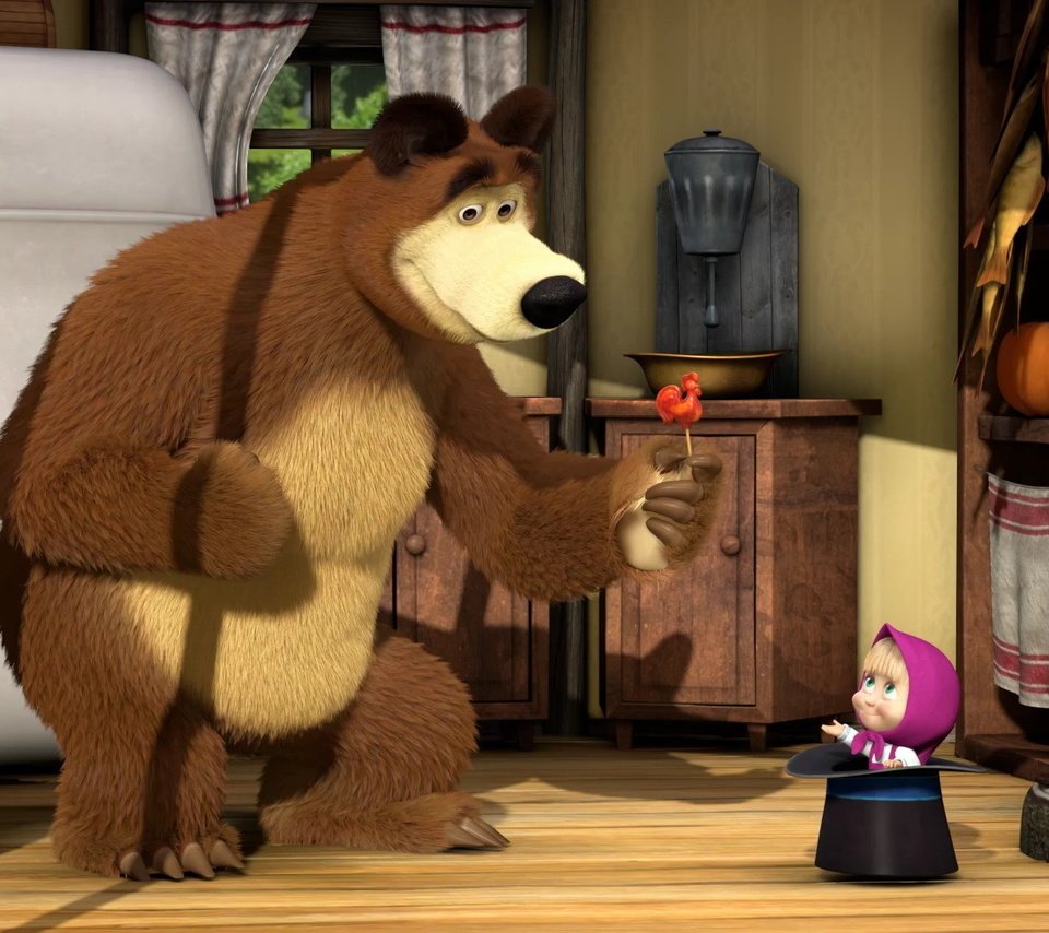 Обои девочка, маша и медведь, girl, masha and the bear разрешение 1920x1080 Загрузить