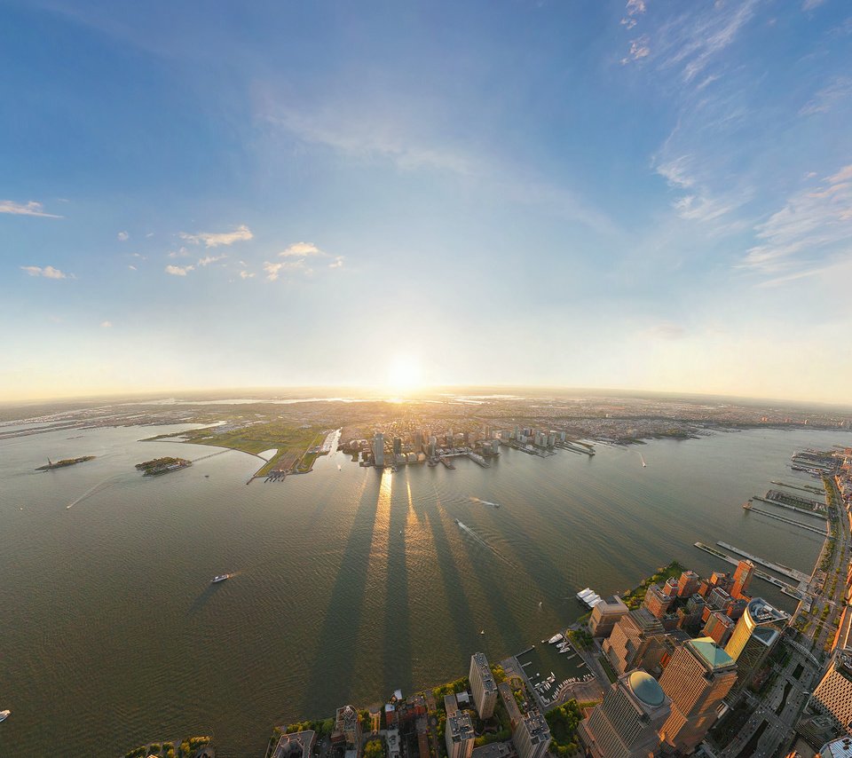 Обои свет, утро, вид сверху, нью-йорк, light, morning, the view from the top, new york разрешение 1920x1200 Загрузить