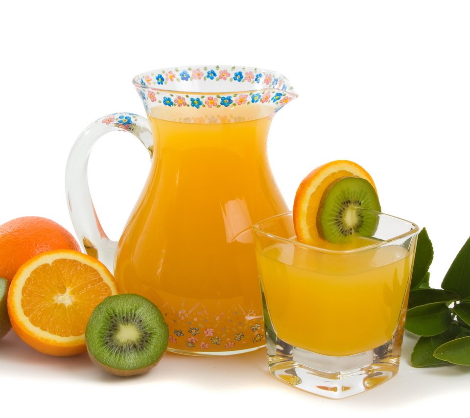 Обои свежесть, апельсин, киви, стакан, графин, сок, freshness, orange, kiwi, glass, decanter, juice разрешение 1920x1200 Загрузить