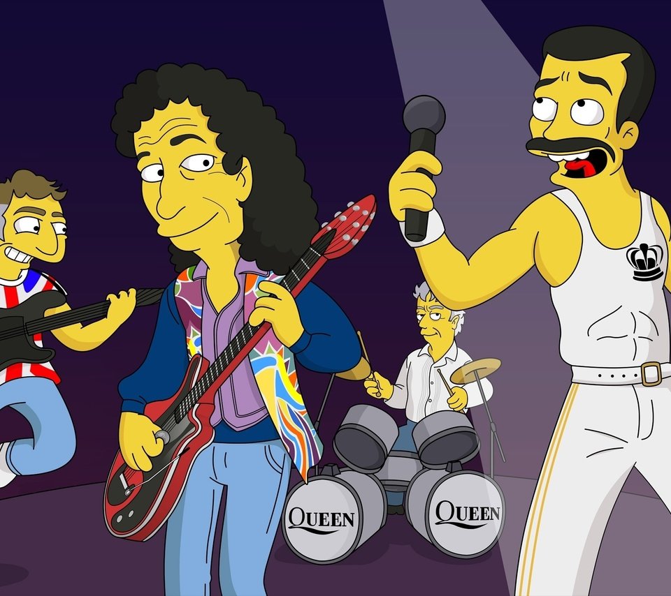 Обои группа, королева, симпсоны, фредди меркьюри, group, queen, the simpsons, freddie mercury разрешение 2560x1600 Загрузить