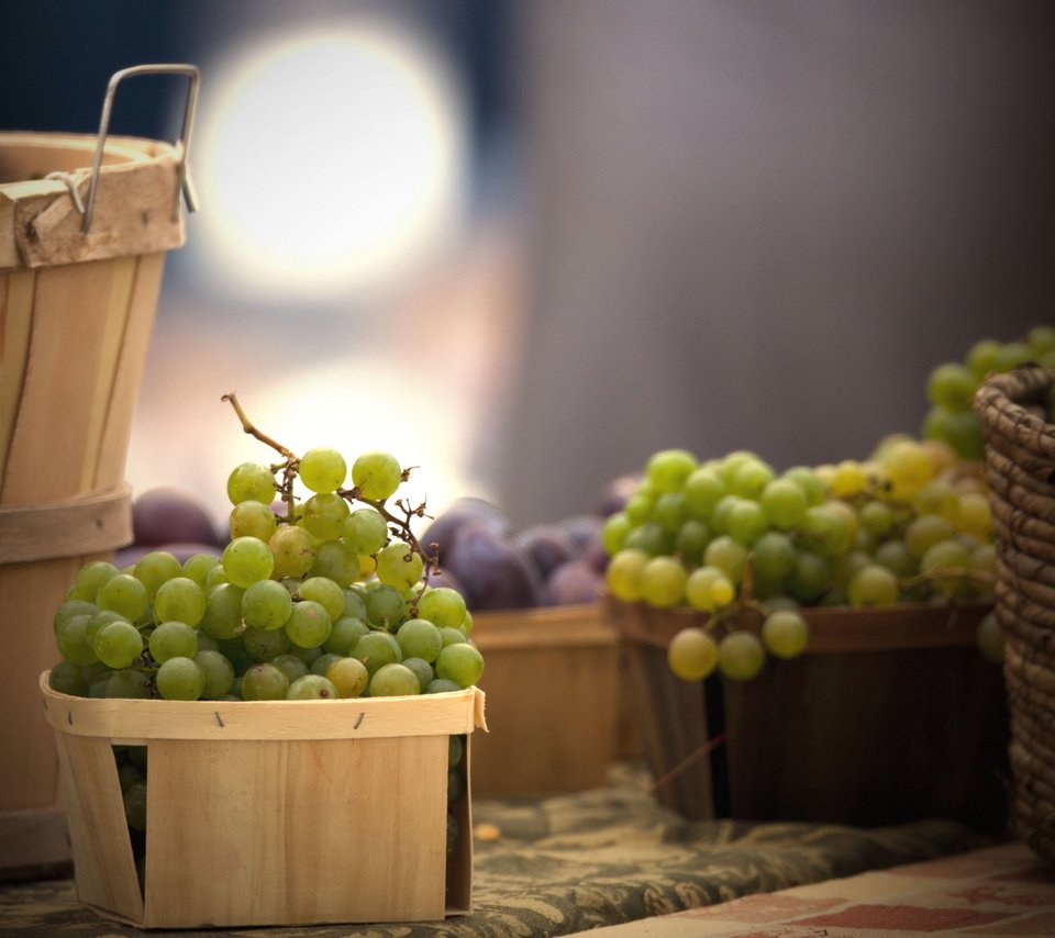 Обои виноград, еда, корзина, grapes, food, basket разрешение 2560x1600 Загрузить