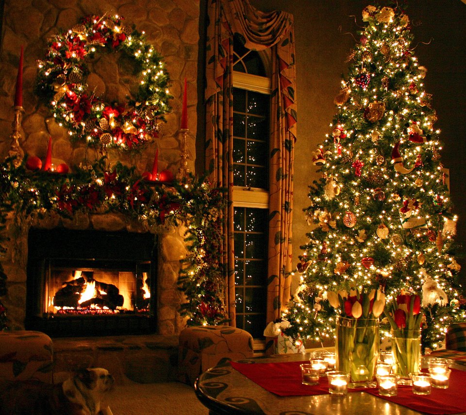 Обои новый год, елка, камин, рождество, елочные игрушки, новогодние игрушки, новогодний шар, new year, tree, fireplace, christmas, christmas decorations, christmas toys, christmas ball разрешение 1920x1200 Загрузить
