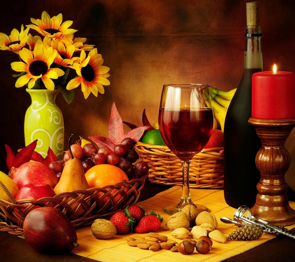Обои красное вино, свечи, вино, гайки, орехи, стекло, штопор, свеча, виноград, cвечи, бутылка, cтекло, фрукты, красное, яблоки, земляника, клубника, натюрморт, бокал, вина, груши, корзина, red wine, candles, wine, nuts, corkscrew, candle, grapes, bottle, fruit, red, apples, strawberries, strawberry, still life, glass, pear, basket разрешение 3000x2000 Загрузить