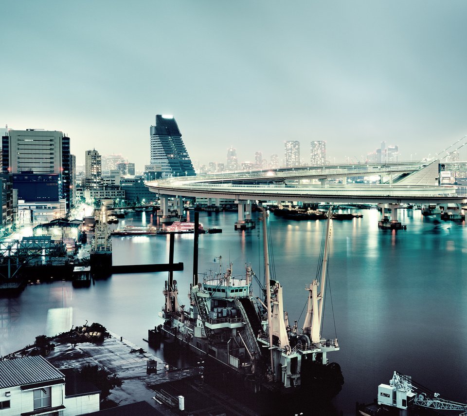 Обои япония, токио, радужный мост, japan, tokyo, rainbow bridge разрешение 2560x1536 Загрузить