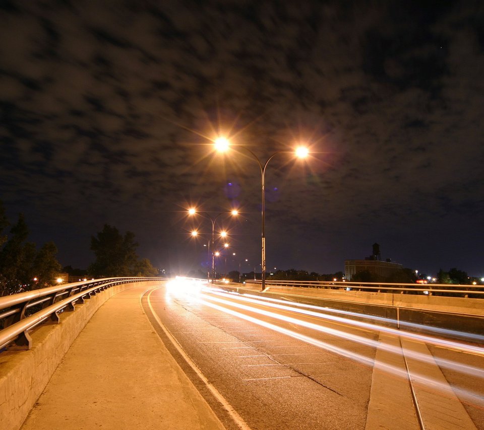 Обои дорога, фонари, вечер, road, lights, the evening разрешение 1920x1200 Загрузить