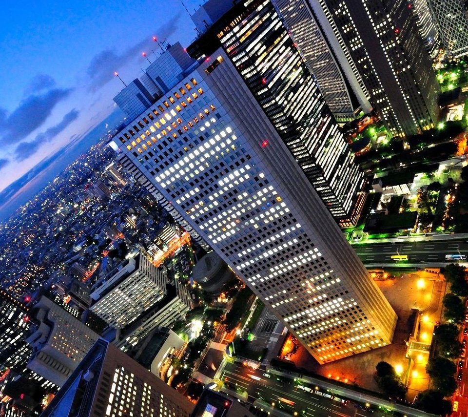 Обои свет, огни, япония, небоскребы, токио, синдзюку, light, lights, japan, skyscrapers, tokyo разрешение 1920x1080 Загрузить
