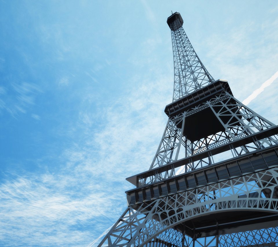 Обои небо, облака, париж, франция, эйфелева башня, the sky, clouds, paris, france, eiffel tower разрешение 1920x1080 Загрузить