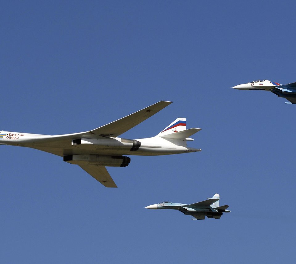 Обои самолет, су-27, су-30, nebo, polet, aviaciya, belyj lebed, black jack, ту 160, белый лебедь, the plane, su-27, su-30, tu 160, white swan разрешение 2835x1890 Загрузить