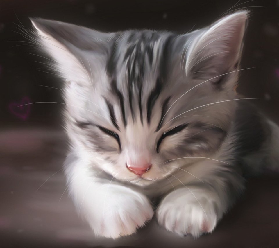 Обои арт, рисунок, мордочка, кошка, котенок, спит, лапки, art, figure, muzzle, cat, kitty, sleeping, legs разрешение 1920x1327 Загрузить
