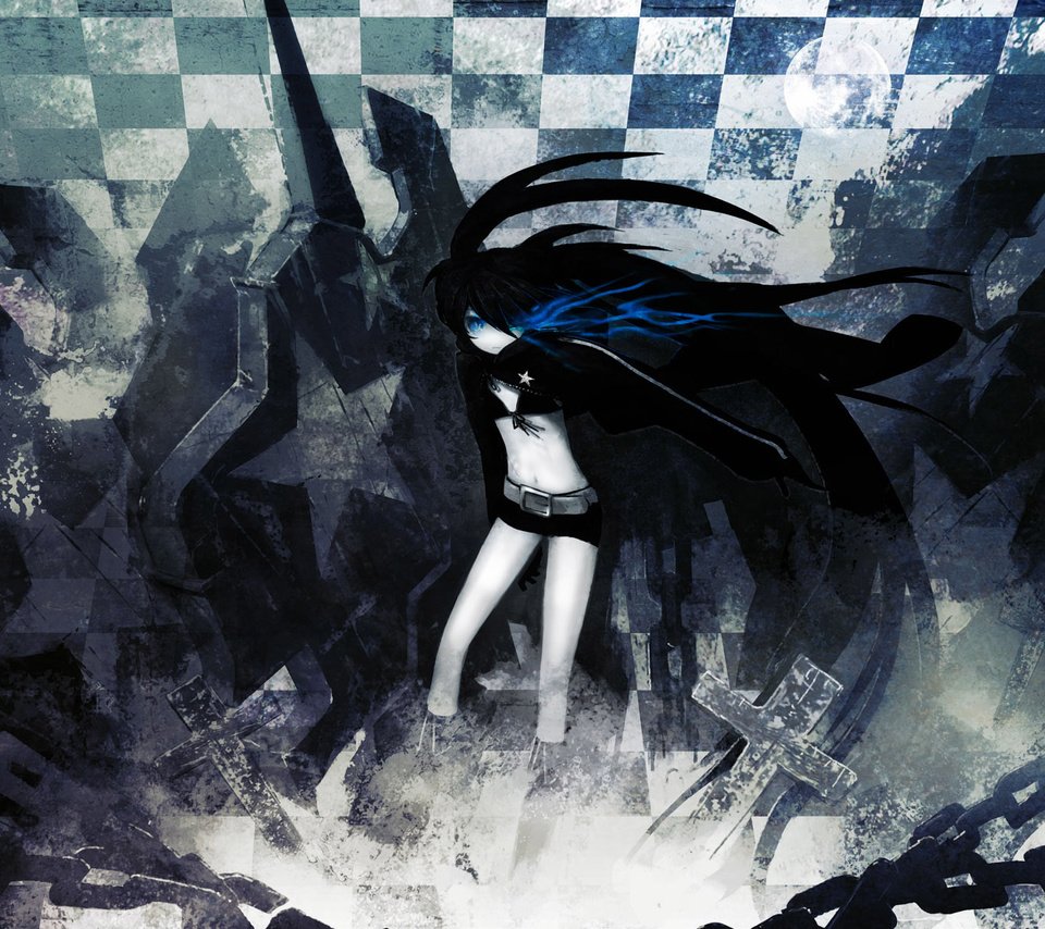 Обои девушка, аниме, black rock shooter, kartinka, yepizod, рисоунок, girl, anime, risunok разрешение 1920x1200 Загрузить