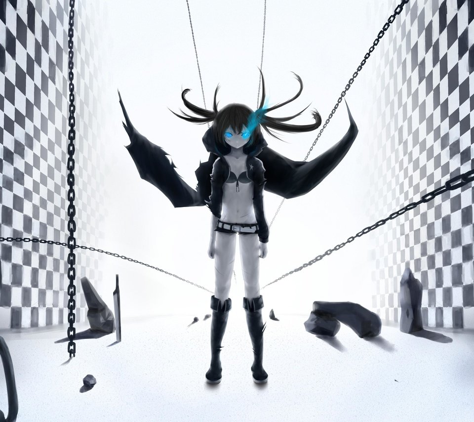 Обои black rock shooter, strelok s chernoj разрешение 4800x2700 Загрузить