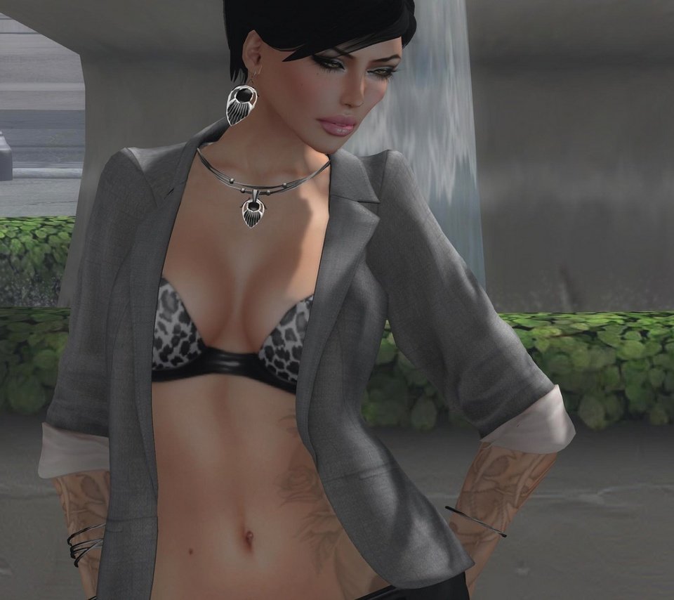 Обои стиль, девушка, фонтан, тату, пиджак, 3д, sims 4, style, girl, fountain, tattoo, jacket, 3d разрешение 1920x1080 Загрузить