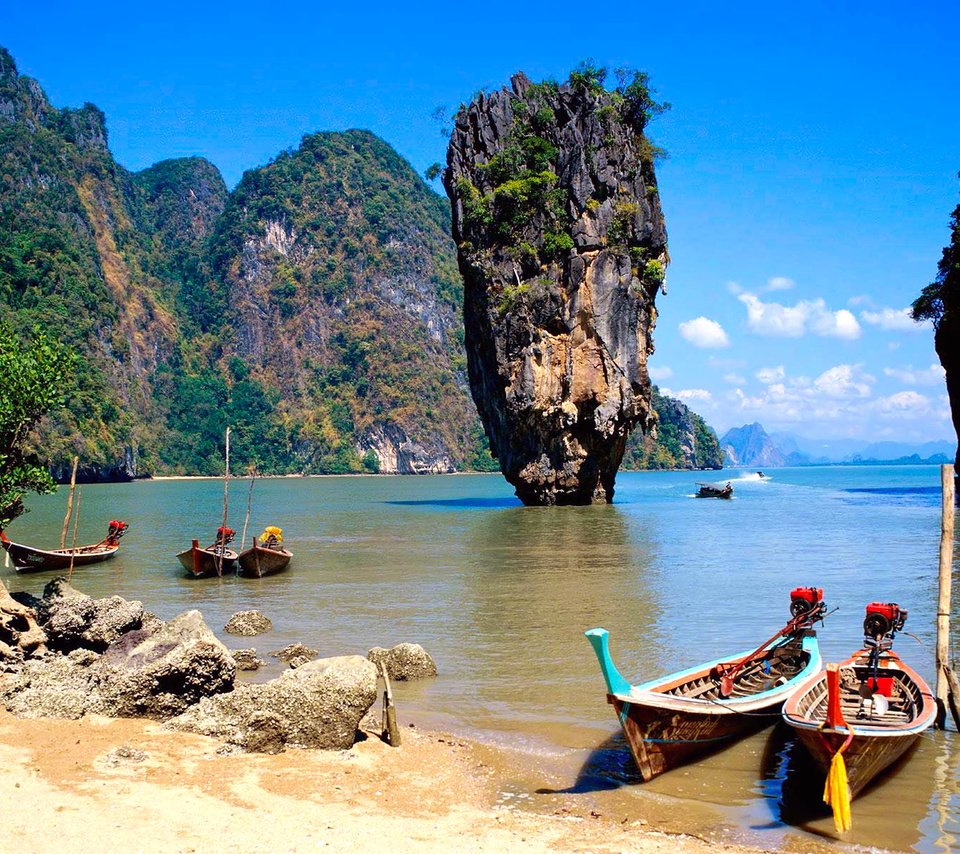 Обои скалы, лодки, таиланд, тропики, rocks, boats, thailand, tropics разрешение 2560x1920 Загрузить