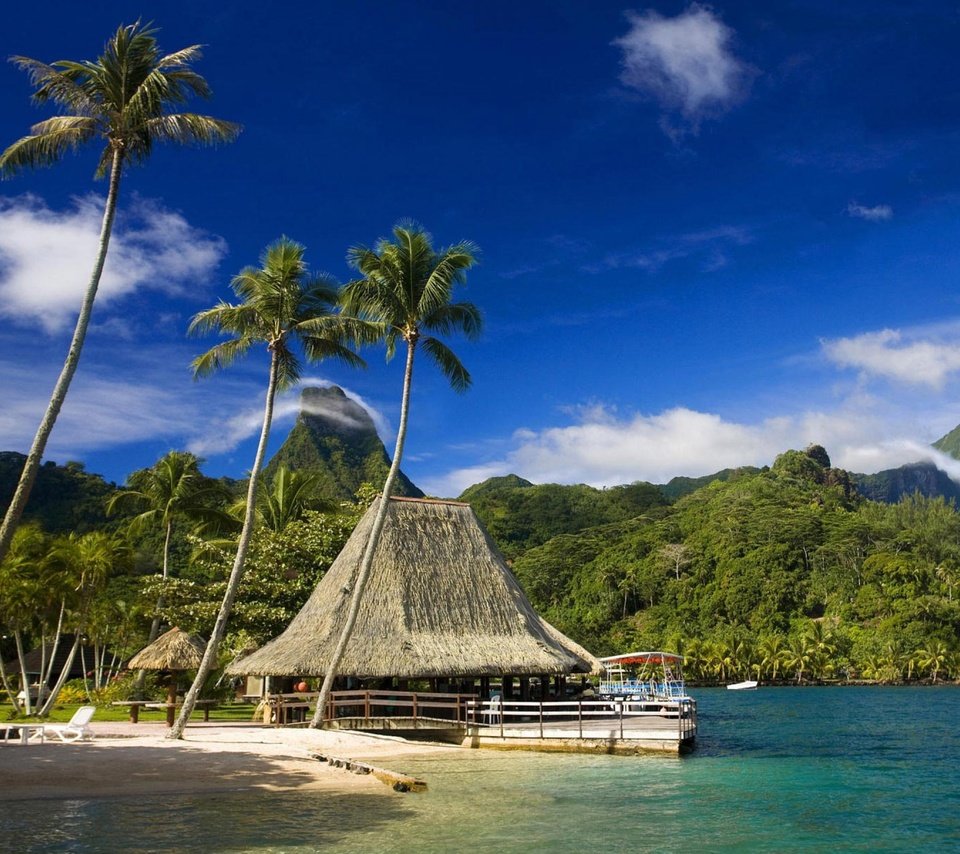 Обои пляж, бунгало, тропики, beach, bungalow, tropics разрешение 2880x1800 Загрузить