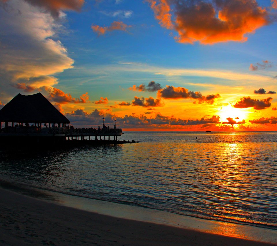 Обои закат, пляж, тропики, мальдивы, sunset, beach, tropics, the maldives разрешение 4215x2763 Загрузить