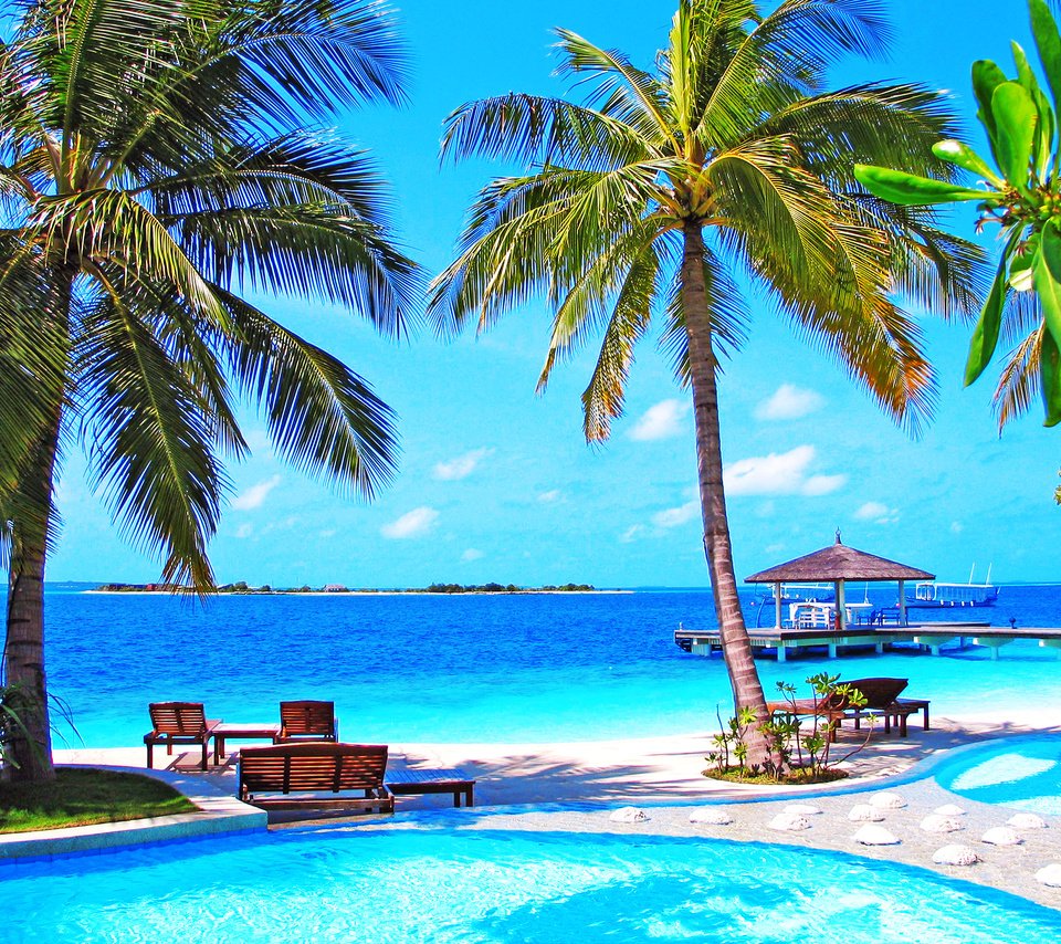 Обои море, пляж, остров, тропики, мальдивы, sea, beach, island, tropics, the maldives разрешение 2579x1954 Загрузить