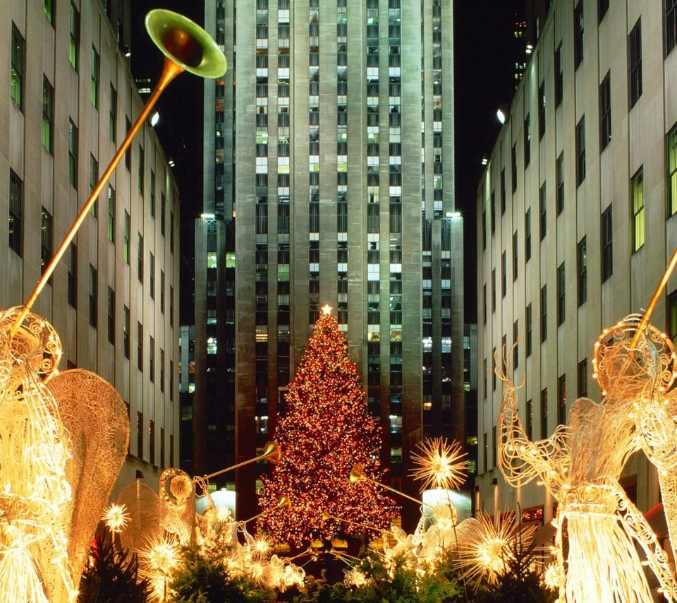 Обои рождество, new york city, christmas at rockefeller center, нью - йорк, christmas, new york разрешение 2016x1512 Загрузить