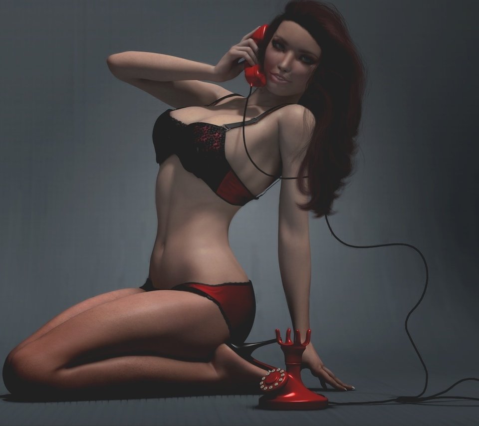 Обои девушка, поза, рендеринг, красное, нижнее белье, girl, pose, rendering, red, underwear разрешение 1920x1080 Загрузить