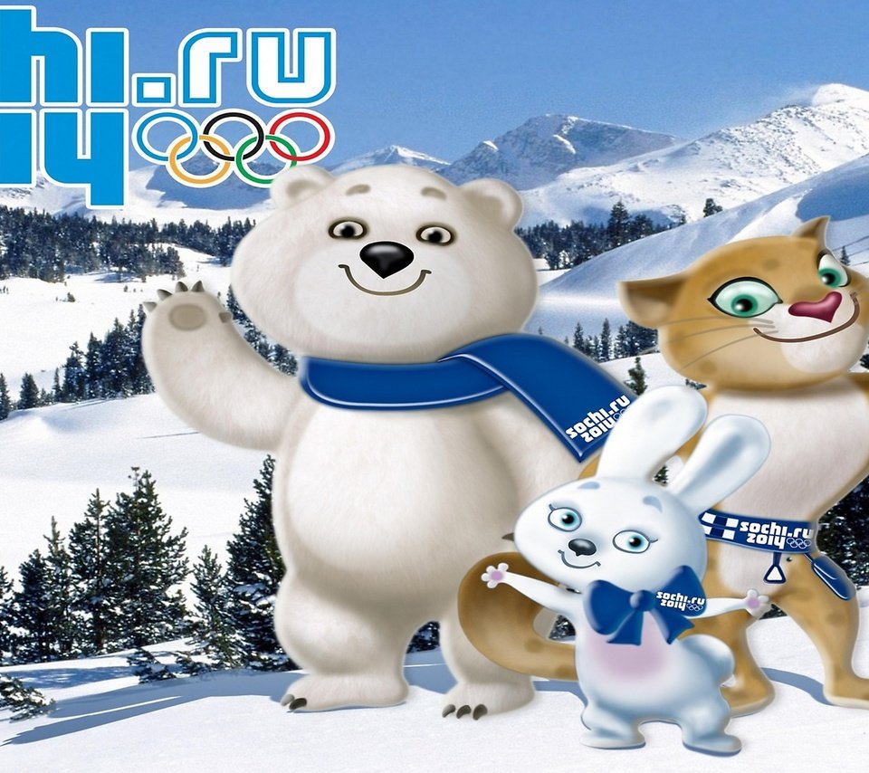 Обои талисманы олимпиады 2014 в сочи, mascots of the olympic games 2014 in sochi разрешение 2560x1440 Загрузить