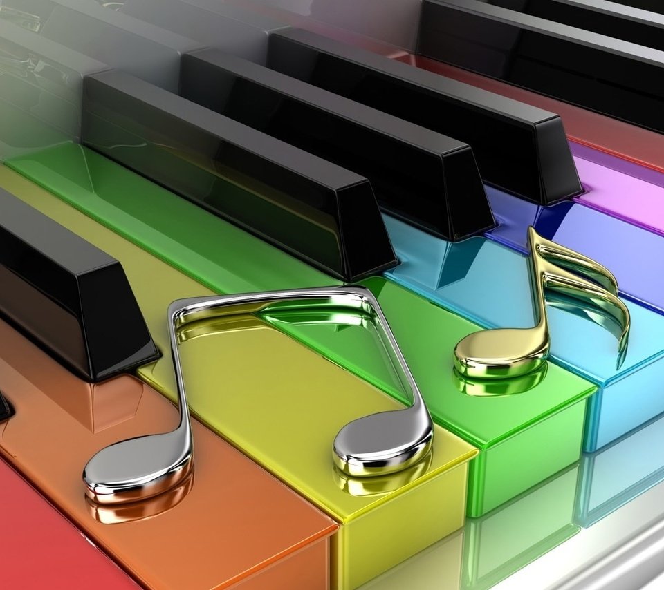 Обои ноты, цветные, пианино, клавиши, notes, colored, piano, keys разрешение 1920x1080 Загрузить