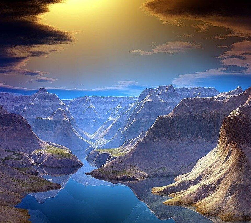 Обои удивительный вид на горы и озера, amazing views of mountains and lakes разрешение 1976x1482 Загрузить