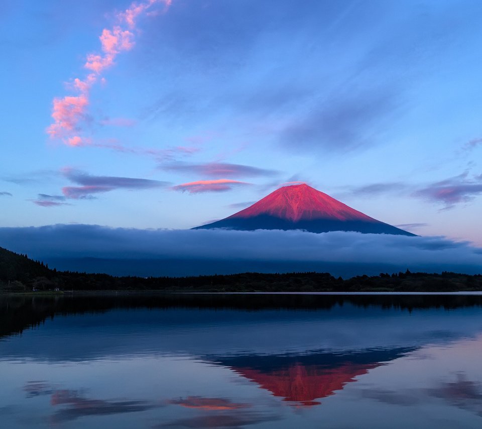 Обои небо, вечер, гора, япония, фудзияма, the sky, the evening, mountain, japan, fuji разрешение 1920x1200 Загрузить