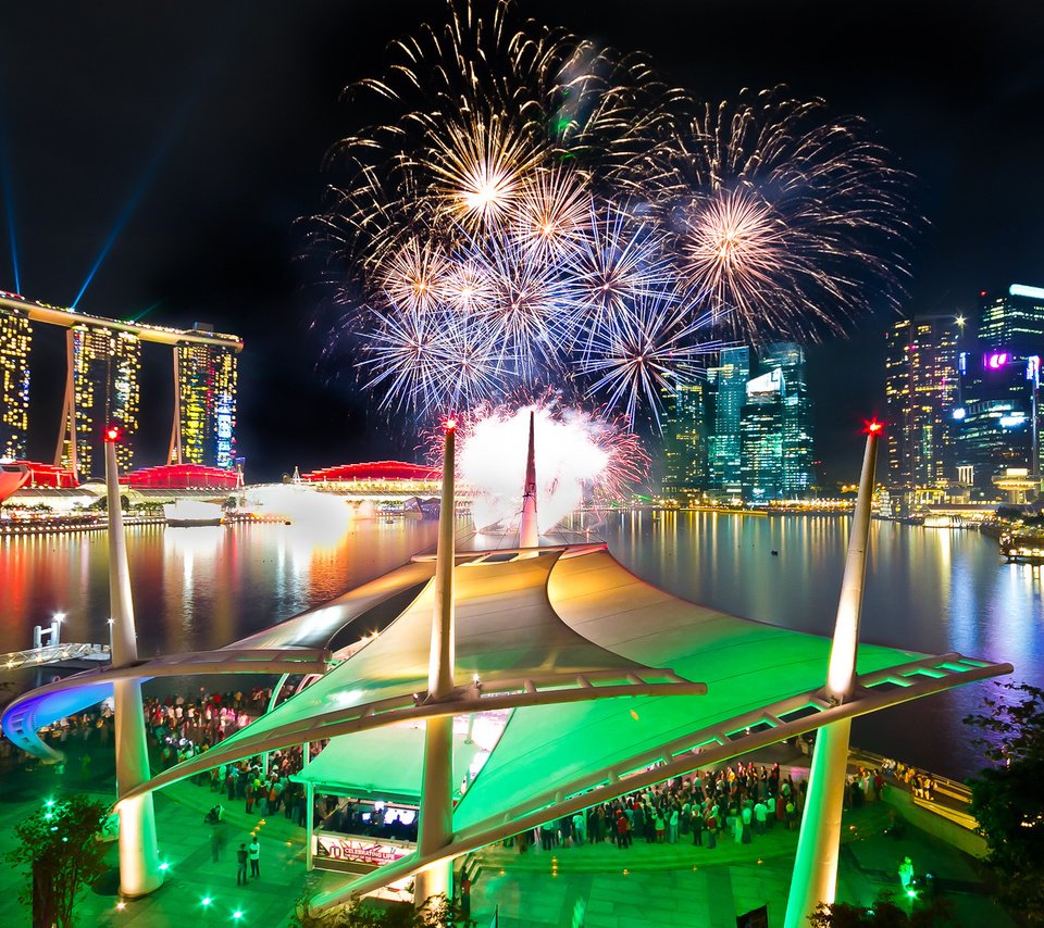 Обои салют, фейерверк, сингапур, marina bay sands, феерверк, salute, fireworks, singapore разрешение 1920x1200 Загрузить